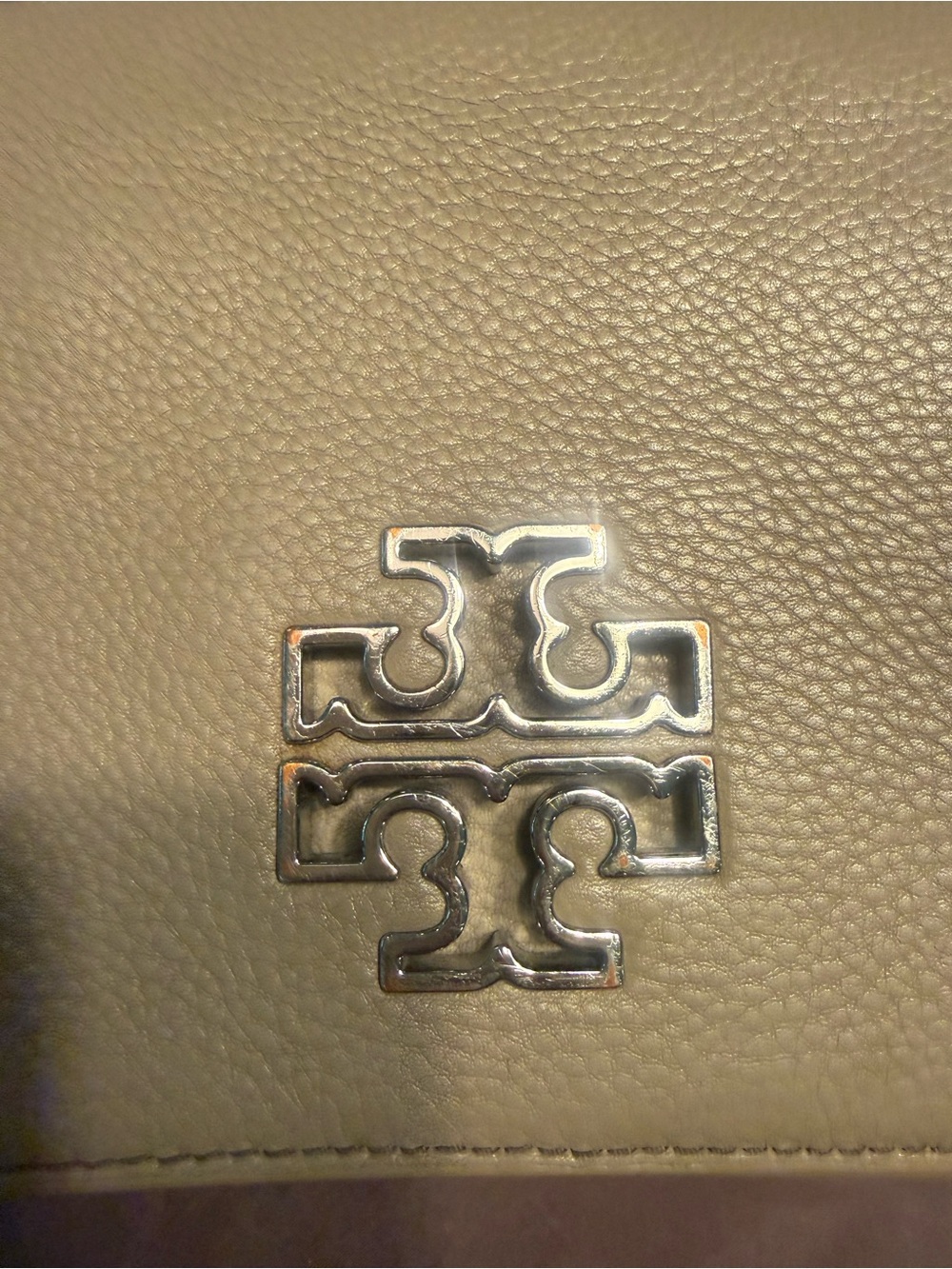 Tory Burch Britten French Gray Leather Silver Crossbody Purse Handbag - Picture 3 of 14
